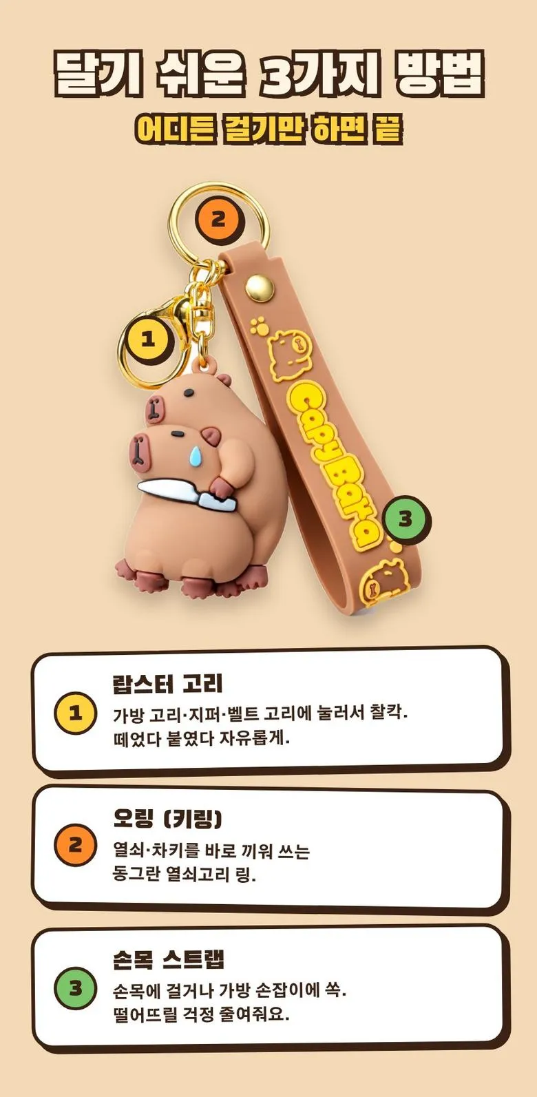 카피바라 스트랩 키링 3종 상세 6